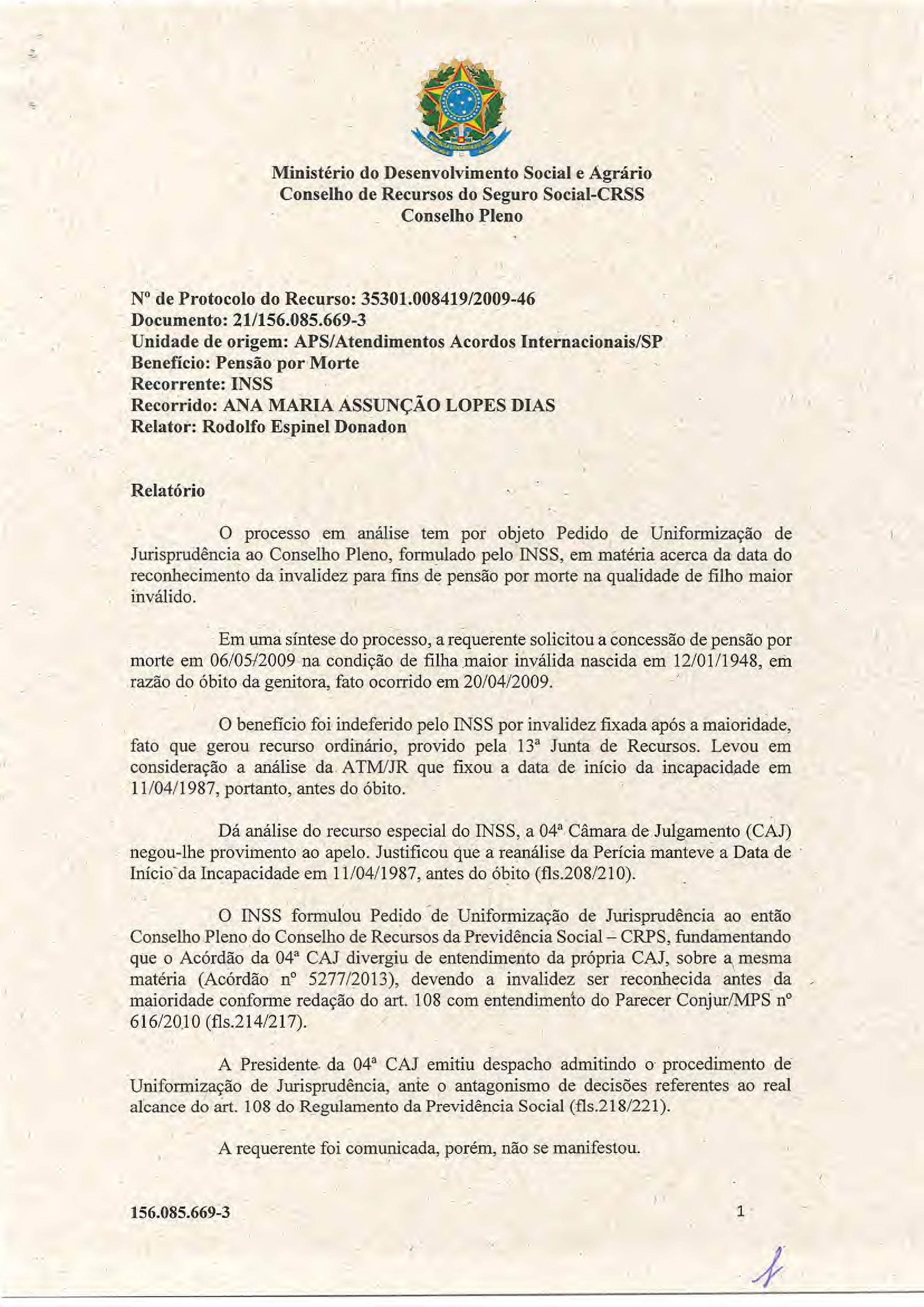 Primeira página do documento: 'Resolução 18/2018' / arquivo: 'RESOL18156.085.6693ANAMARIAASSUNCAOLOPESDIAS.pdf'
