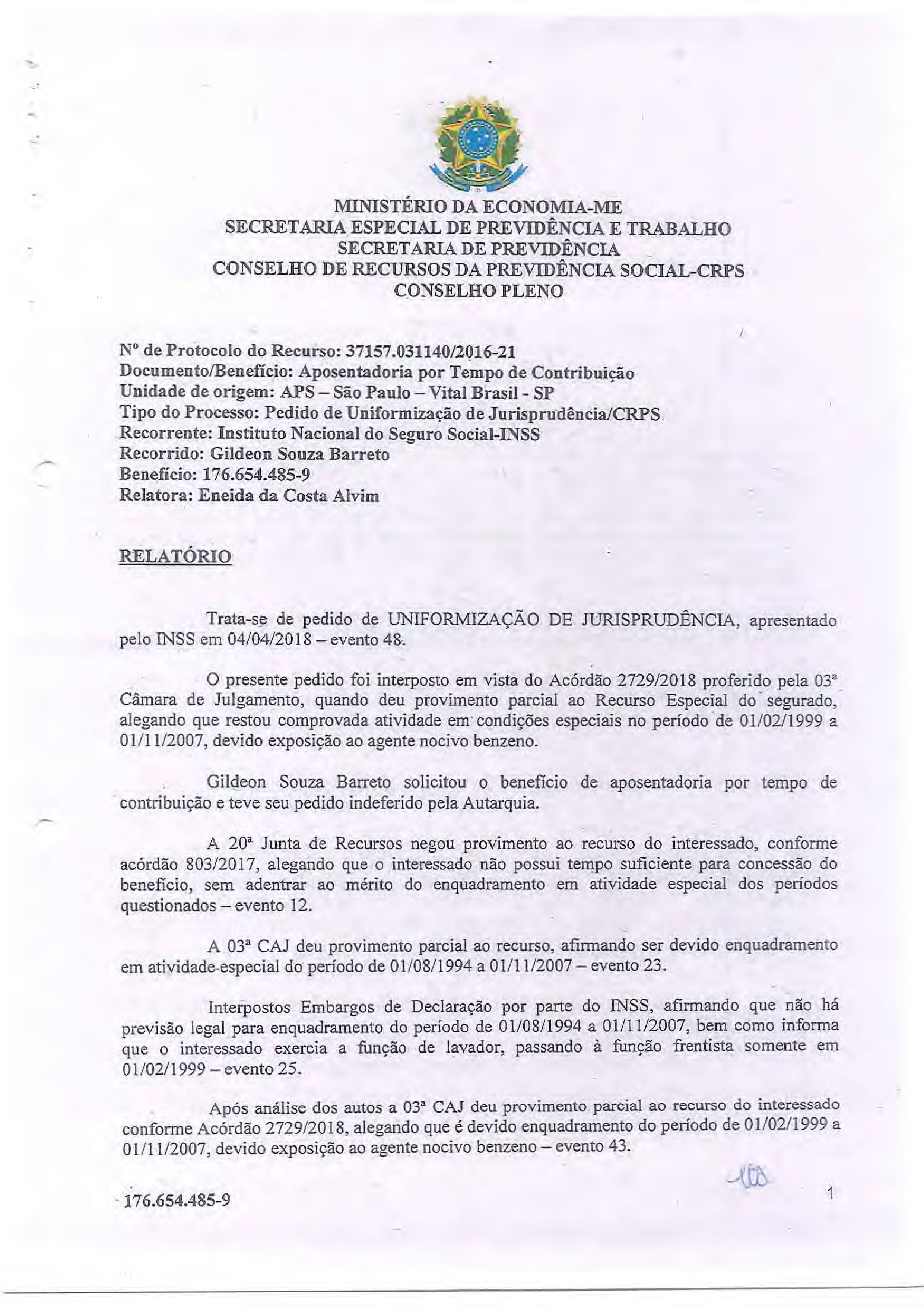 Primeira página do documento: 'Resolução 18/2019' / arquivo: 'RESOLUCAO-18-GILDEON-SOUZA-BARRETO-176.654.485-9.pdf'