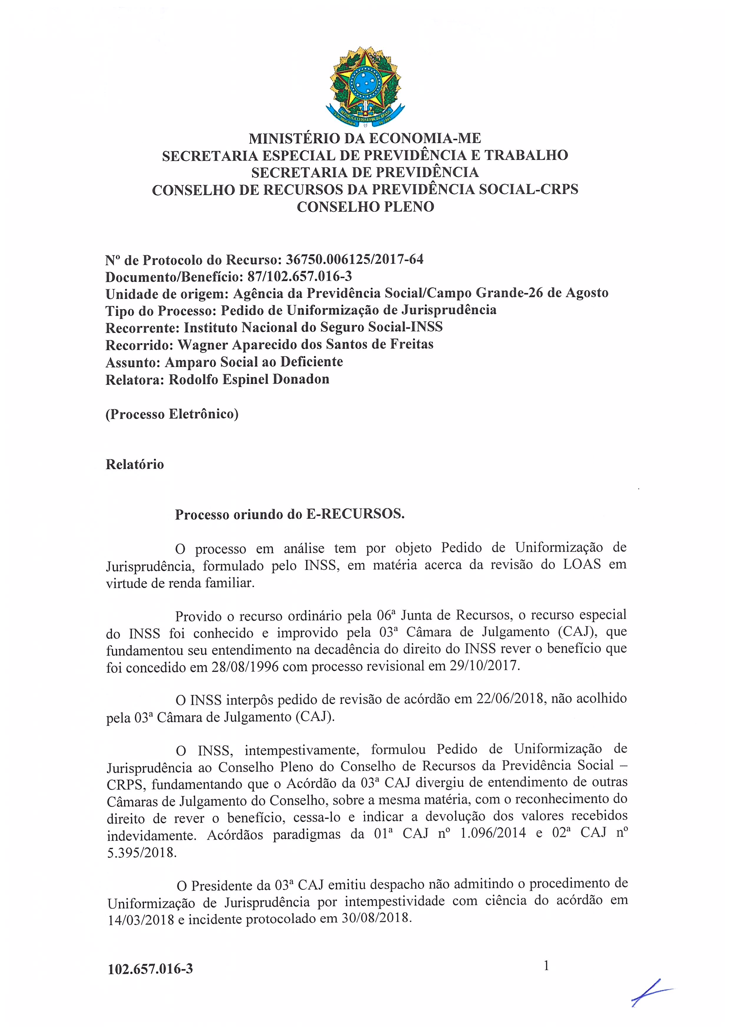 Primeira página do documento: 'Resolução 59/2020' / arquivo: 'RESOLUCAO59WAGNERAPARECIDO.pdf' 
