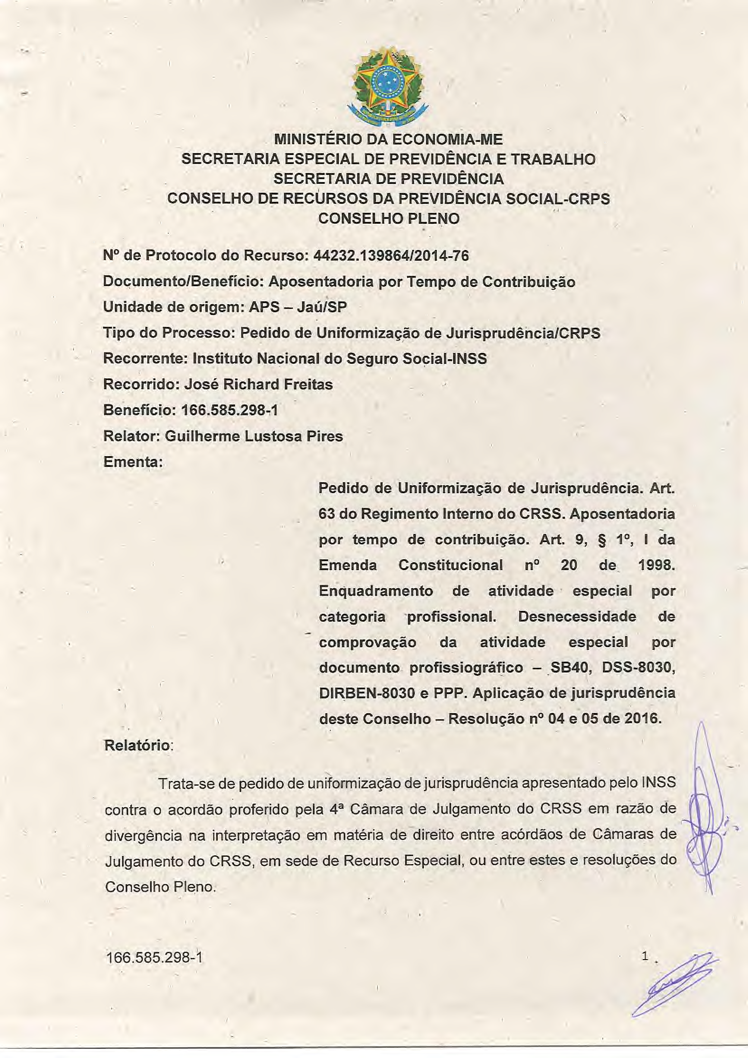 Primeira página do documento: 'Resolução 8/2019' / arquivo: 'RESOLUCAO-08-JOSE-RICHARD-FREITAS.pdf'