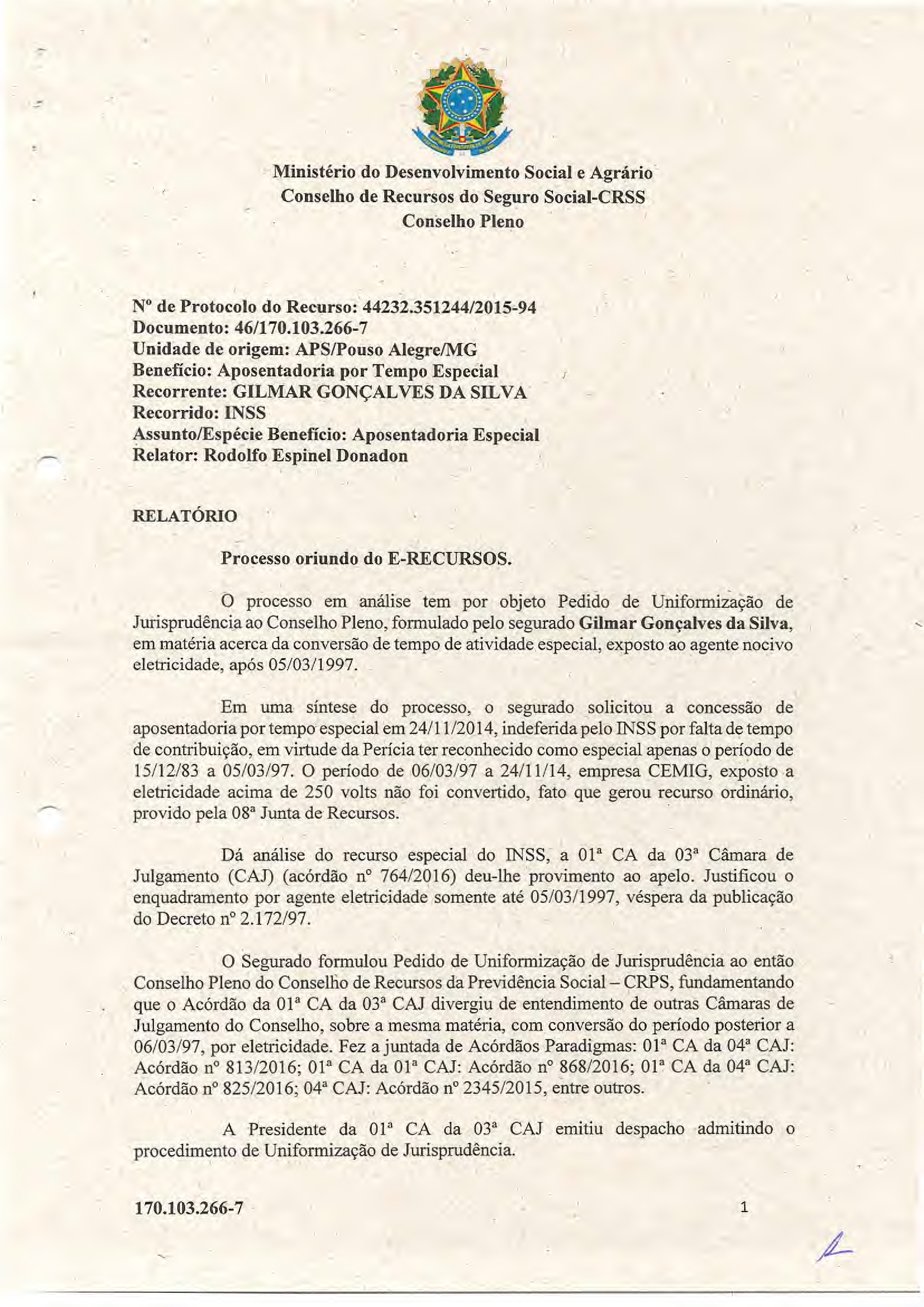Primeira página do documento: 'Resolução 52/2018' / arquivo: 'RESOLUCAO52GILMARGONCALVESDASILVA170.103.2667.pdf' 