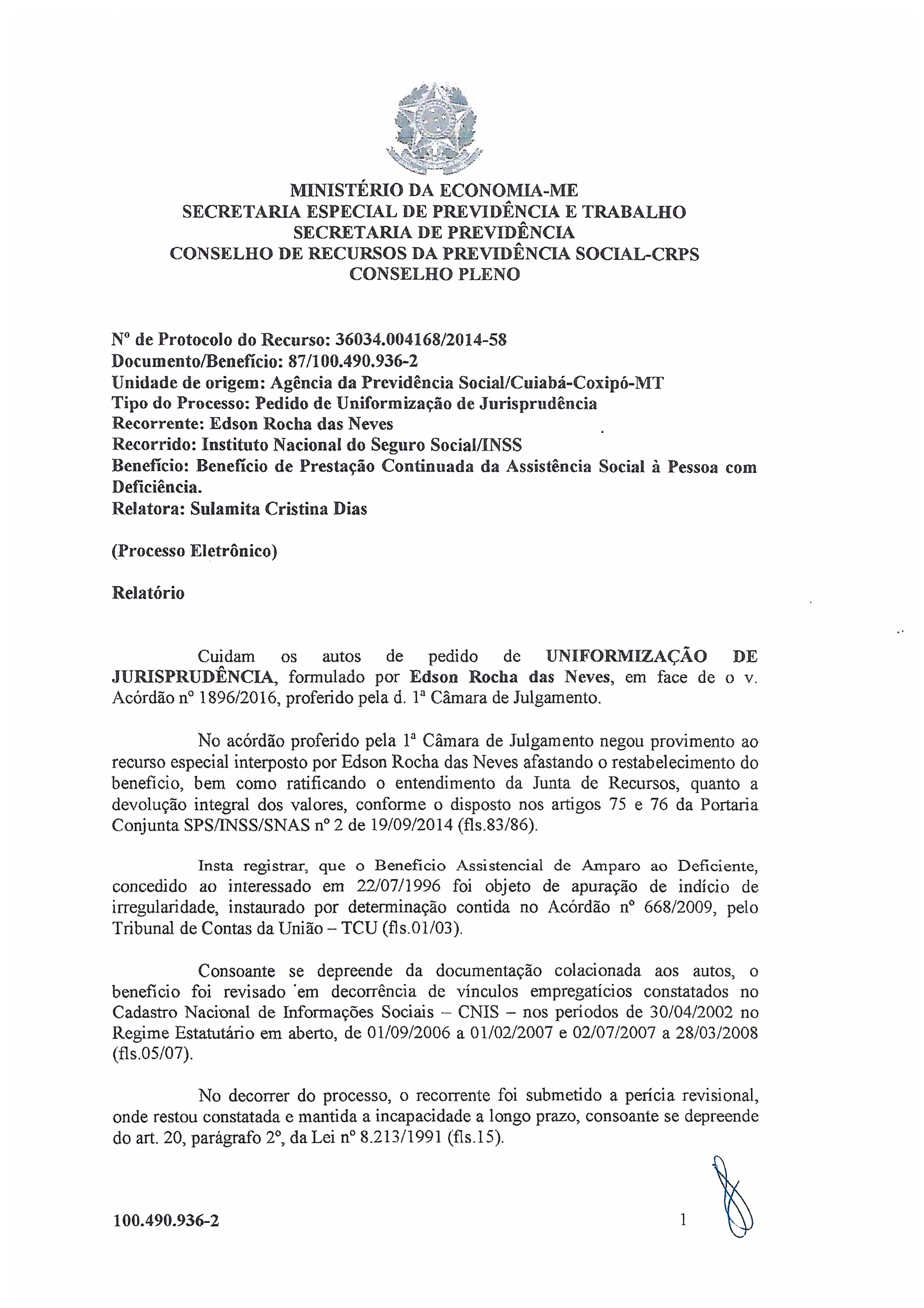 Primeira página do documento: 'Resolução 42/2020' / arquivo: 'RESOLUCAO42EDSONROCHADASNEVES.pdf'
