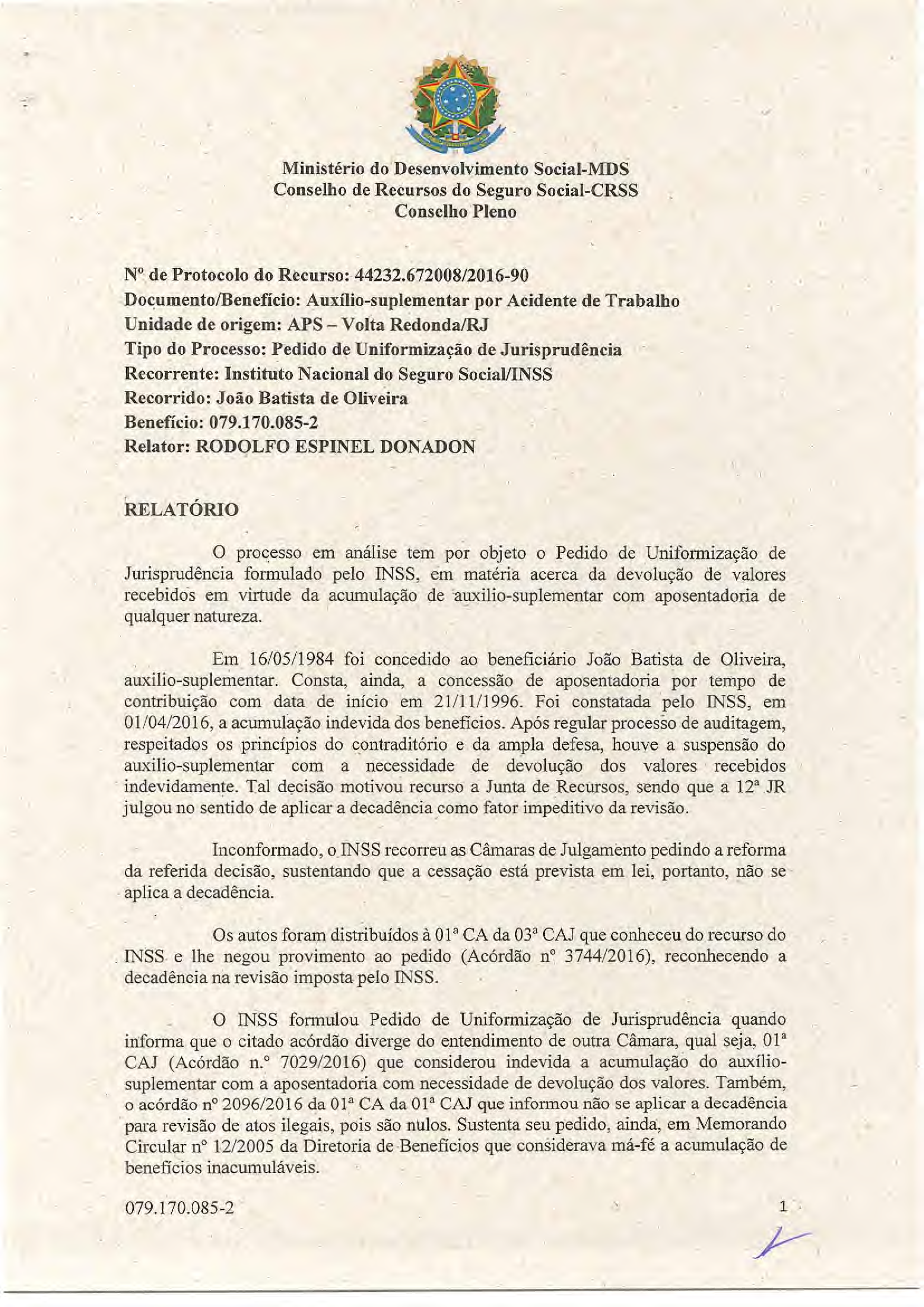 Primeira página do documento: 'Resolução 45/2018' / arquivo: 'RESOLUCAO45JOAOBATISTADEOLIVEIRA079.170.0852.pdf' 
