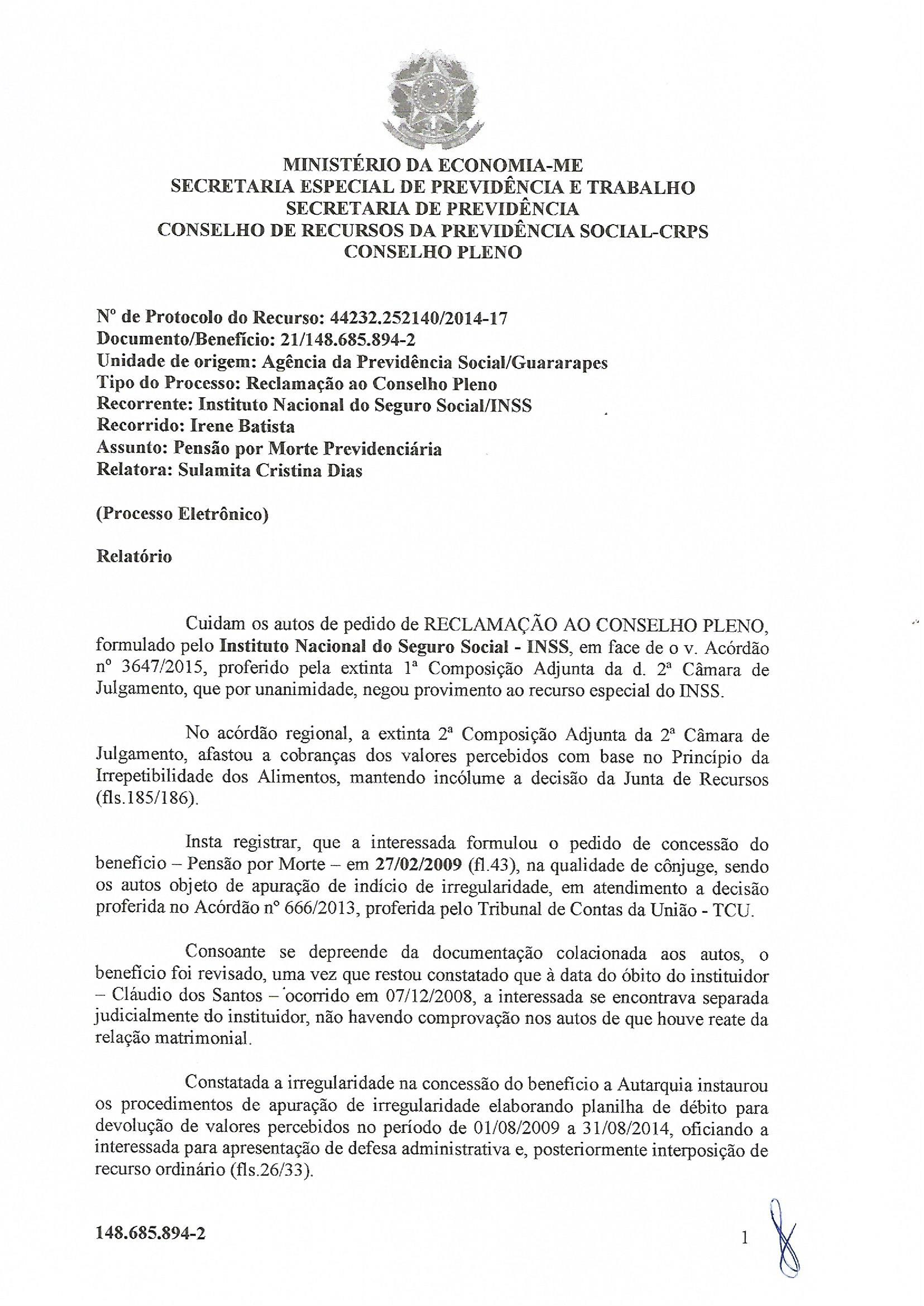 Primeira página do documento: 'Resolução 37/2020' / arquivo: 'RESOLUO37IRENEBATISTA.pdf'