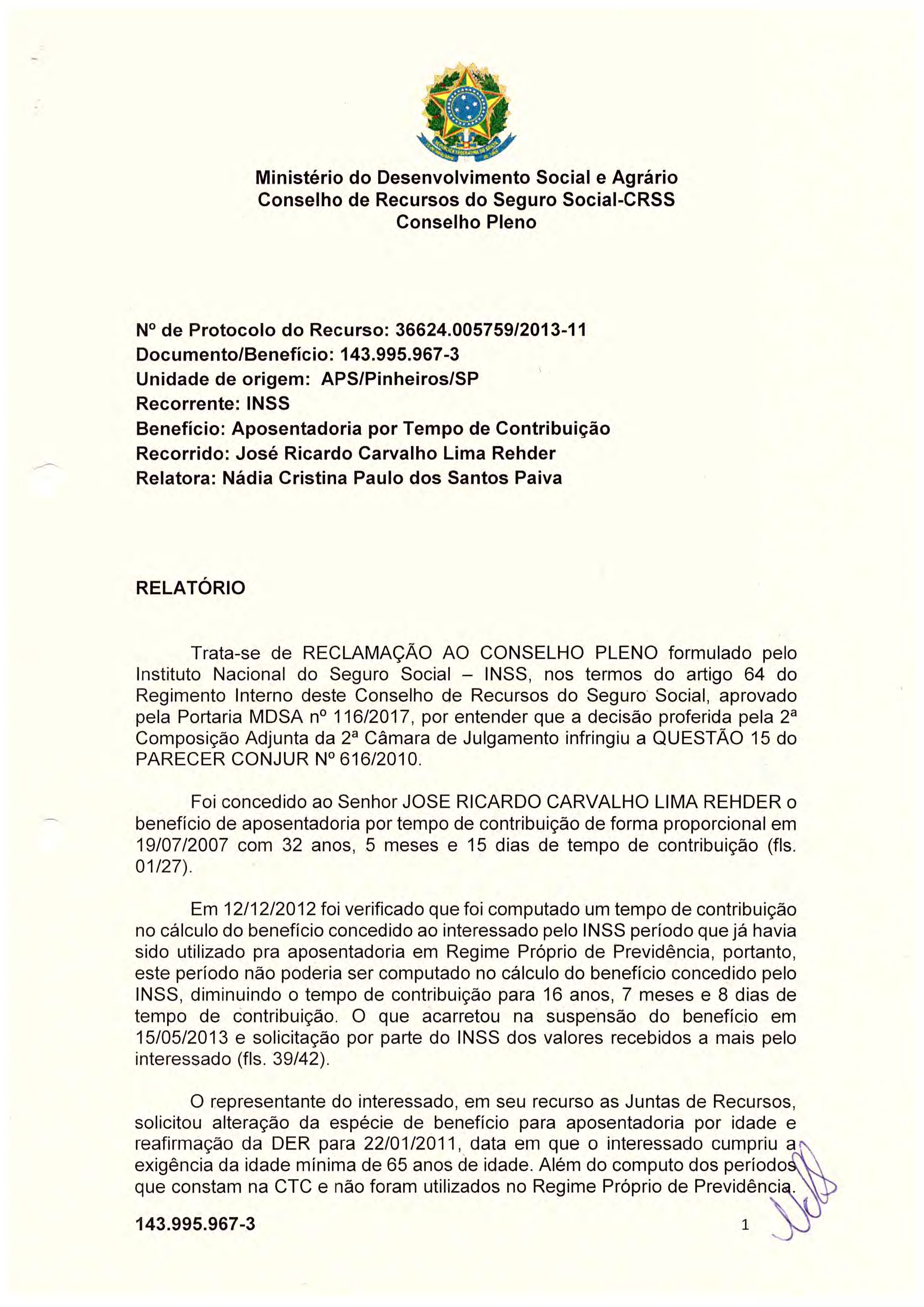 Primeira página do documento: 'Resolução 38/2017' / arquivo: 'RESOLUO_N38_JOSERICARDOCARVALHOLIMAREHDER_143.995.9673.pdf'