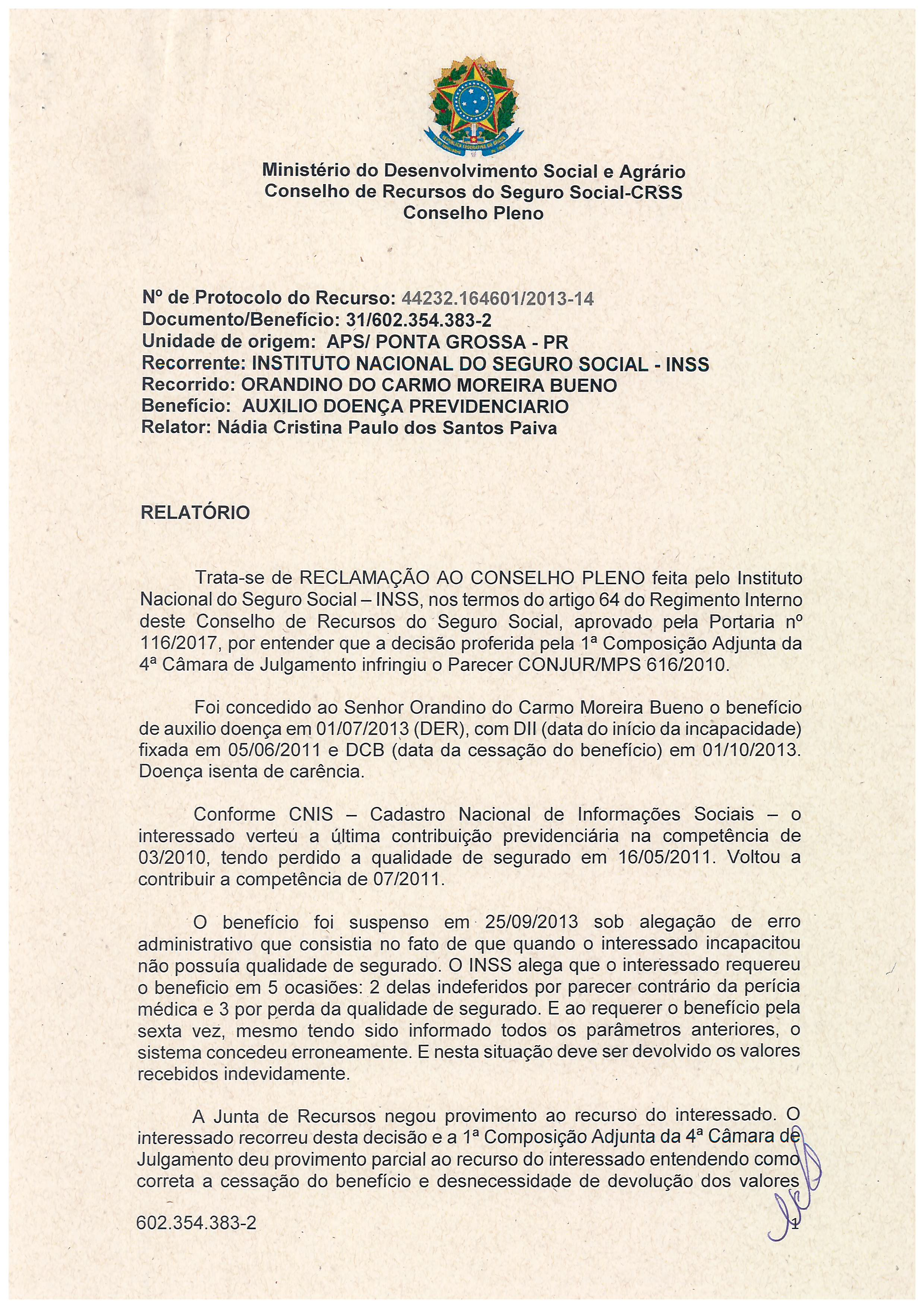 Primeira página do documento: 'Resolução 39/2017' / arquivo: 'RESOLUO_N39_ORANDINODOCARMOMOREIRABUENO_602.354.3832.pdf'