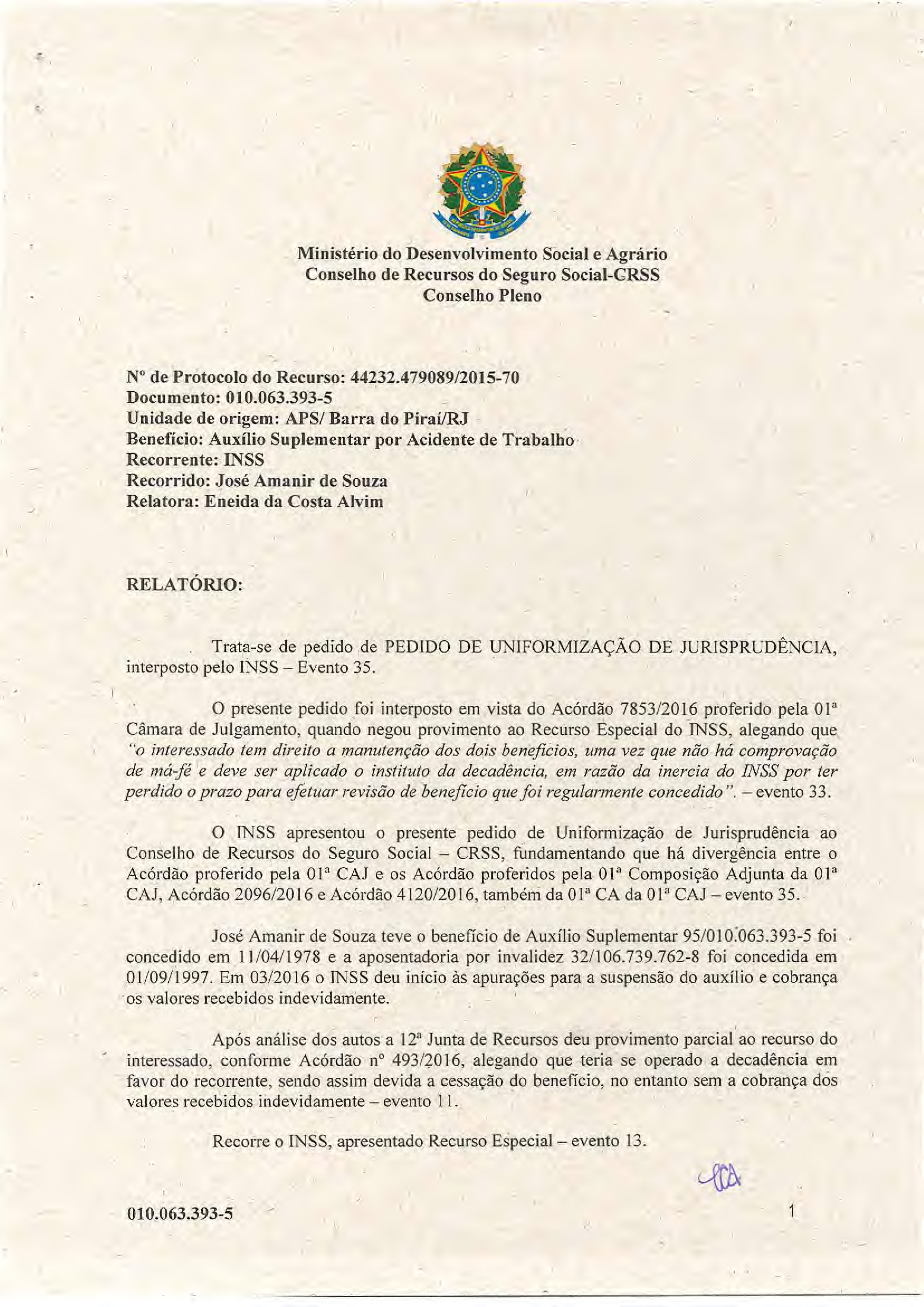 Primeira página do documento: 'Resolução 22/2018' / arquivo: 'RESOL22010.063.3935JOSEAMANIRDESOUZA.pdf'