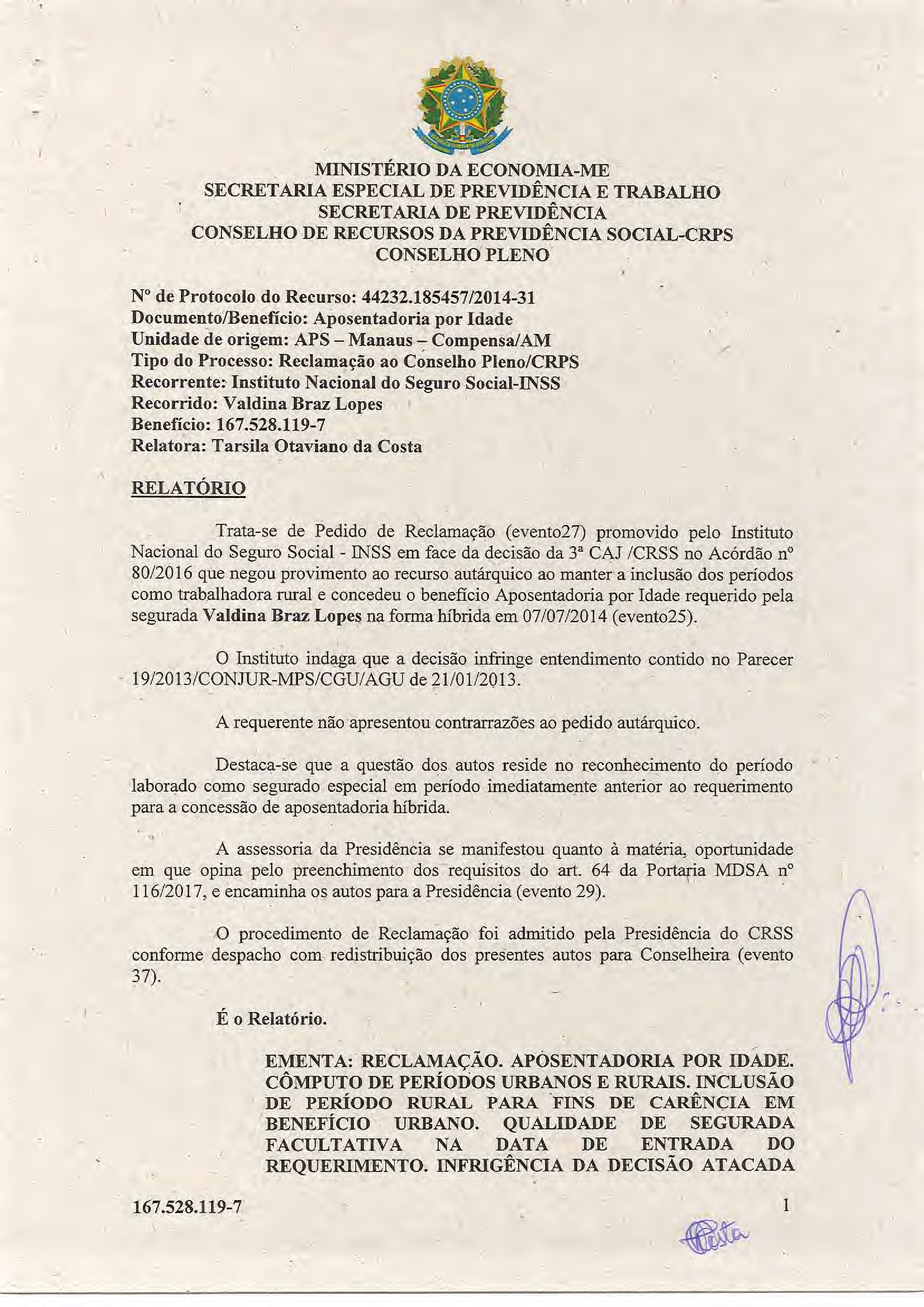 Primeira página do documento: 'Resolução 4/2019' / arquivo: 'RESOLUCAO-04-VALDINA-BRAZ-LOPES.pdf'