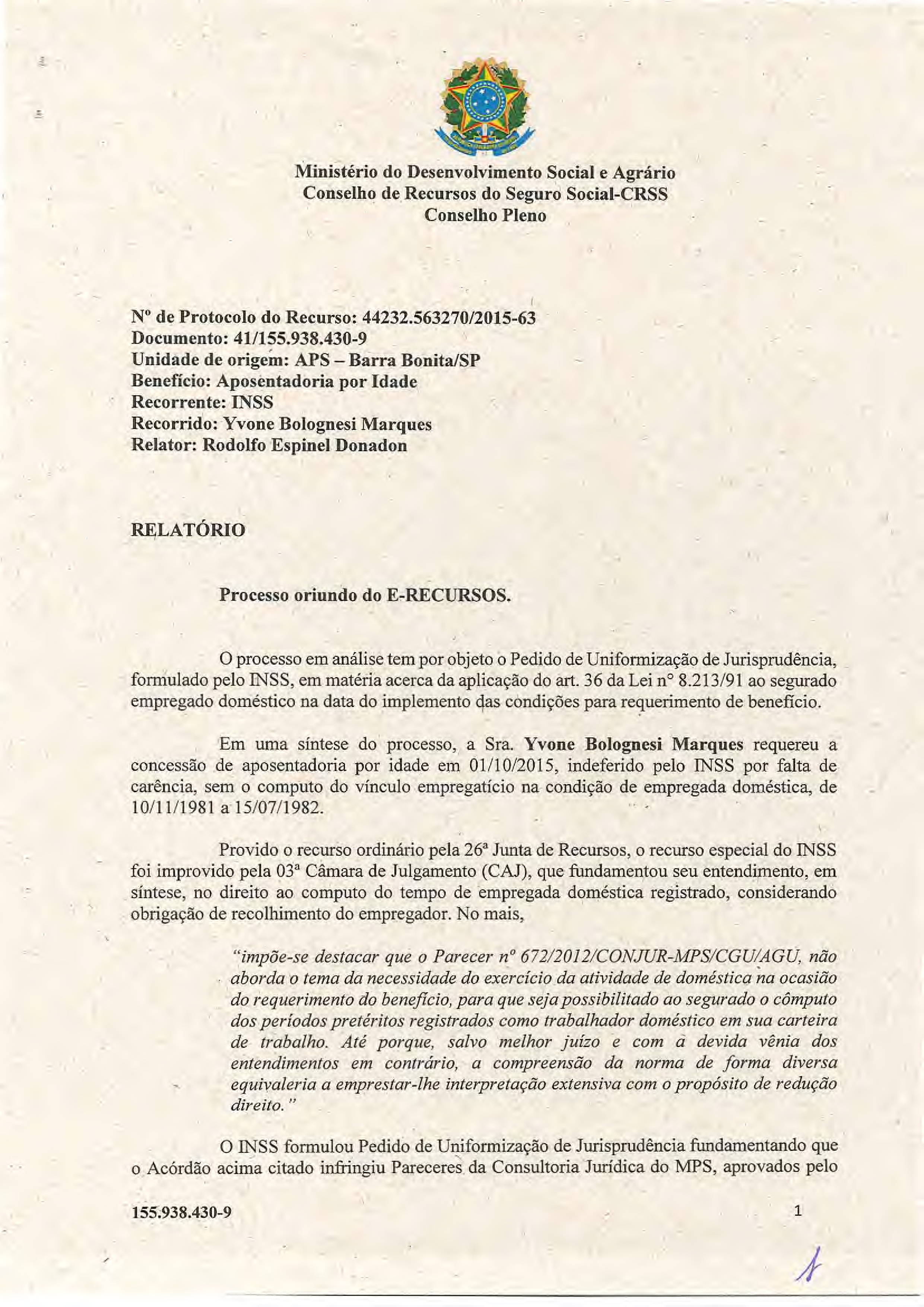 Primeira página do documento: 'Resolução 12/2018' / arquivo: 'RESOL12155.938.4309YVONEBOLOGNESIMARQUES.pdf' 