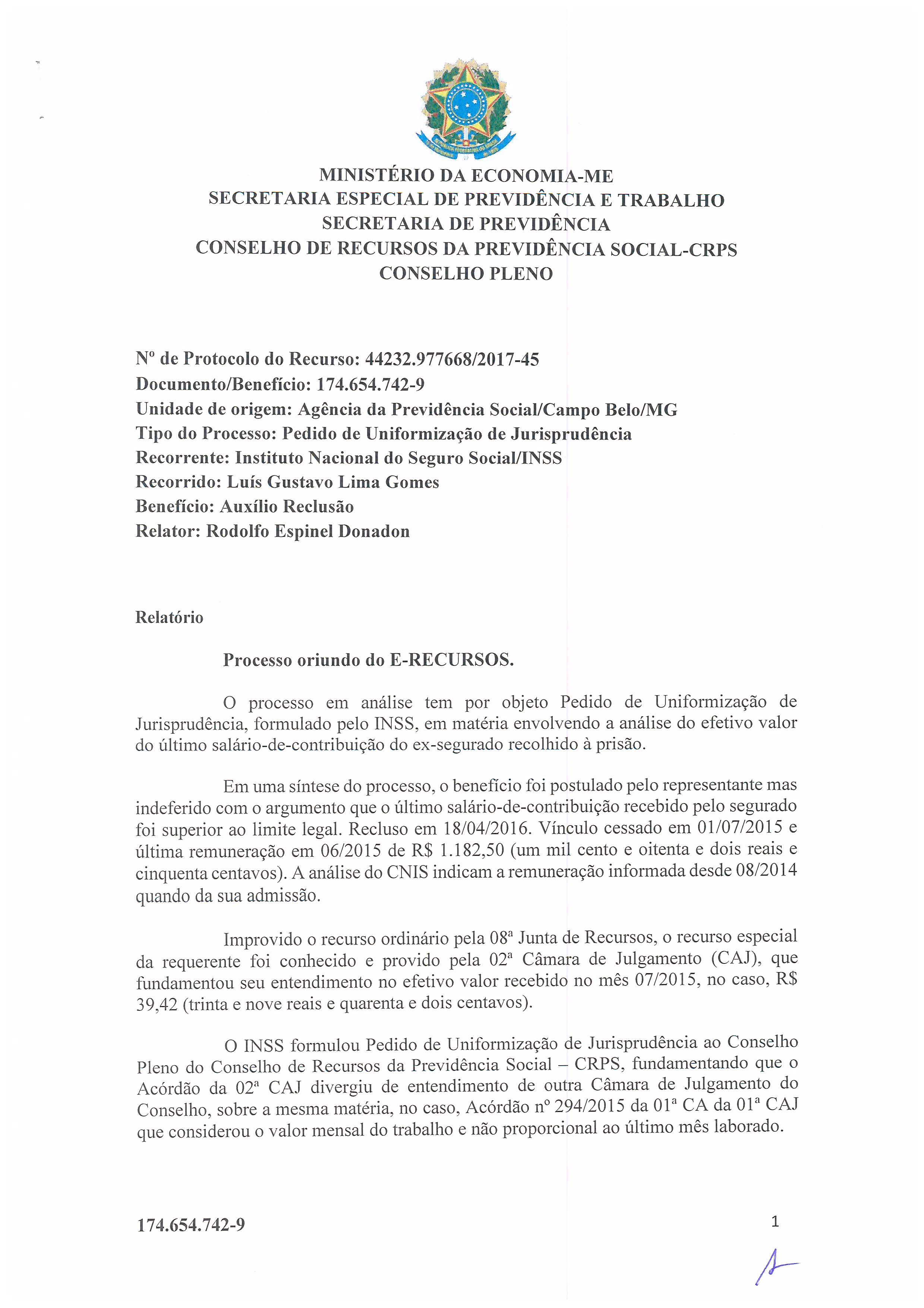 Primeira página do documento: 'Resolução 38/2019' / arquivo: 'RESOLUCAO-38-LUIS-GUSTAVO-LIMA-GOMES.pdf'